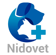 Logo de Centro Veterinario El Nido (Nidovet) con icono de mascota y cruz veterinaria